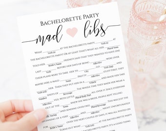 Bachelorette Party Mad Libs Template, Bridal Shower Game, Rustic Modern Elegant Design 100% Editable, Corjl PPW0550 Grace