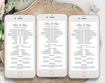 Wedding Party Timeline, Electronic Itinerary, Evite, Digital, Text Message, Email , 100% Editable Template, Corjl PPW0550 Grace