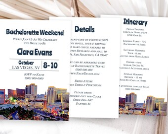 Las Vegas Invitation Set Template, Details Card, Bachelorette Party, Itinerary Schedule, Wedding Event Printable PPW38 VEGAS