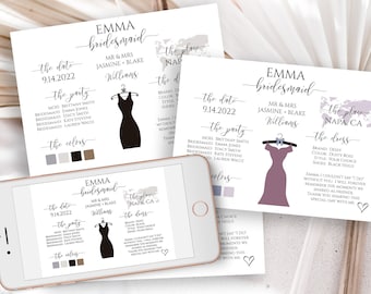 Bridesmaids Information Card, Printable Bridesmaid Details, Letter to Bridesmaid, Maid of Honor Proposal Box Editable PPW0550 Grace
