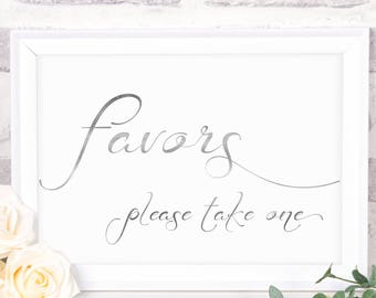 Silver Wedding Favor Sign ~ Wedding Sign ~ Reception Sign ~ Landscape Sign ~ Bridal Template ~ Instant Download PDF ~ 110S