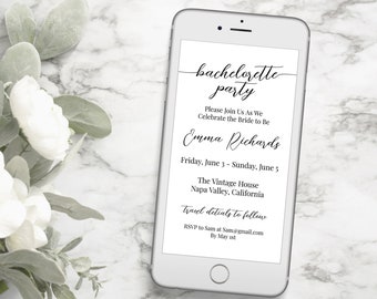 Bachelorette Invitation, Electronic, Evite, Digital, Text Message, Email, Wedding, Bachelor, Bachelorette, Event, Invite Editable PPW16 MAE