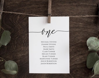 Wedding Seating Table Cards, Poster, Elegant Calligraphy Display 100% Editable Template, Corjl PPW0550 Grace