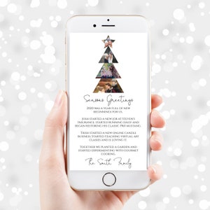 電子クリスマスツリー写真レターテンプレート、クリスマスカード、クリスマスニュースレター、テキスト、電子メール 100% 編集可能 NOEL-N10 PPC-19