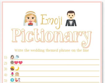 Emoji Pink Bridal Shower Game ~ Wedding Emoji Game ~ Bridal Pictionary ~ Printable Game