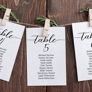 Carte da tavolo per posti a sedere per matrimoni, Display per posti a sedere, Calligrafia elegante, Trova il tuo posto, Informazioni sul tavolo Modello modificabile al 100%, Corjl PPW16 MAE