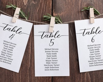 Wedding Seating Table Cards, Seating Display, Elegant Calligraphy, Find Your Seat, Table Information 100% Editable Template, Corjl PPW16 MAE