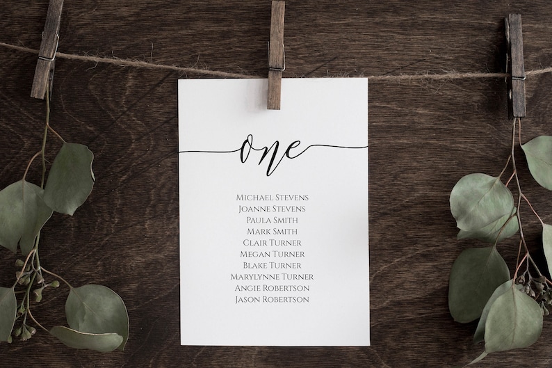 Wedding Seating Table Cards, Poster, Elegant Calligraphy Display 100% Editable Template, Corjl PPW0550 Grace Bild 1