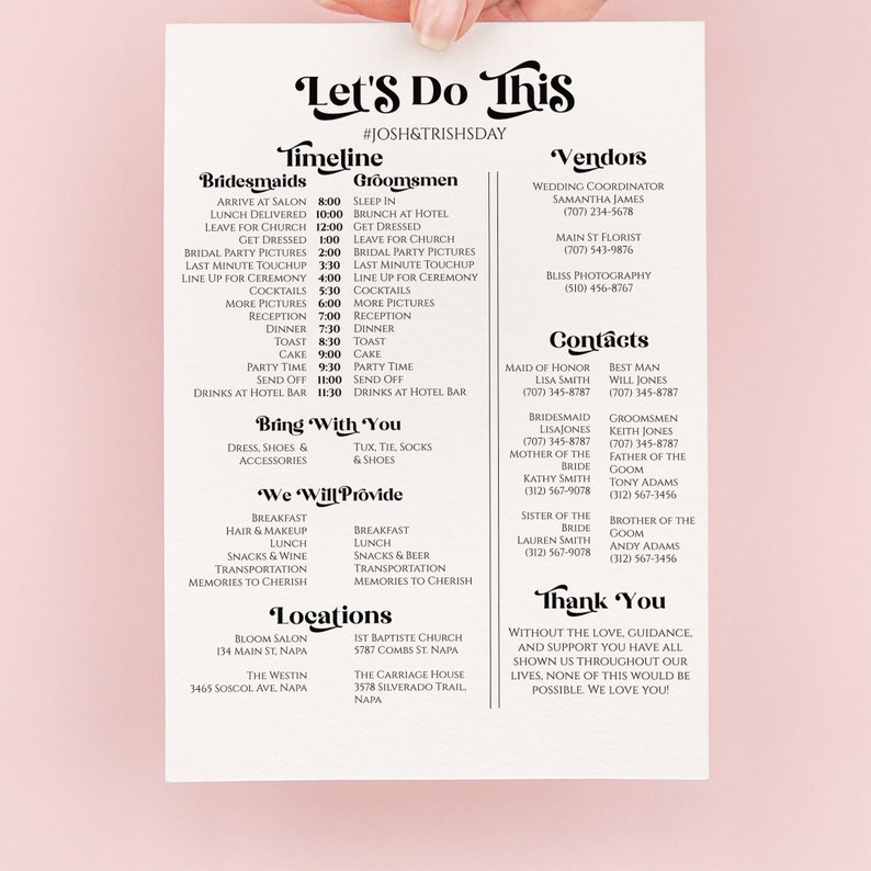 Wedding Party Timeline Template, Wedding Day Schedule Printable , Modern Retro Agenda, Pesonalize Editable PPW74 image 6