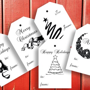 Printable Christmas Gift Tags~Printable Holiday Label~Christmas Bells~Wreath~Tree~Ornaments~Party Printable