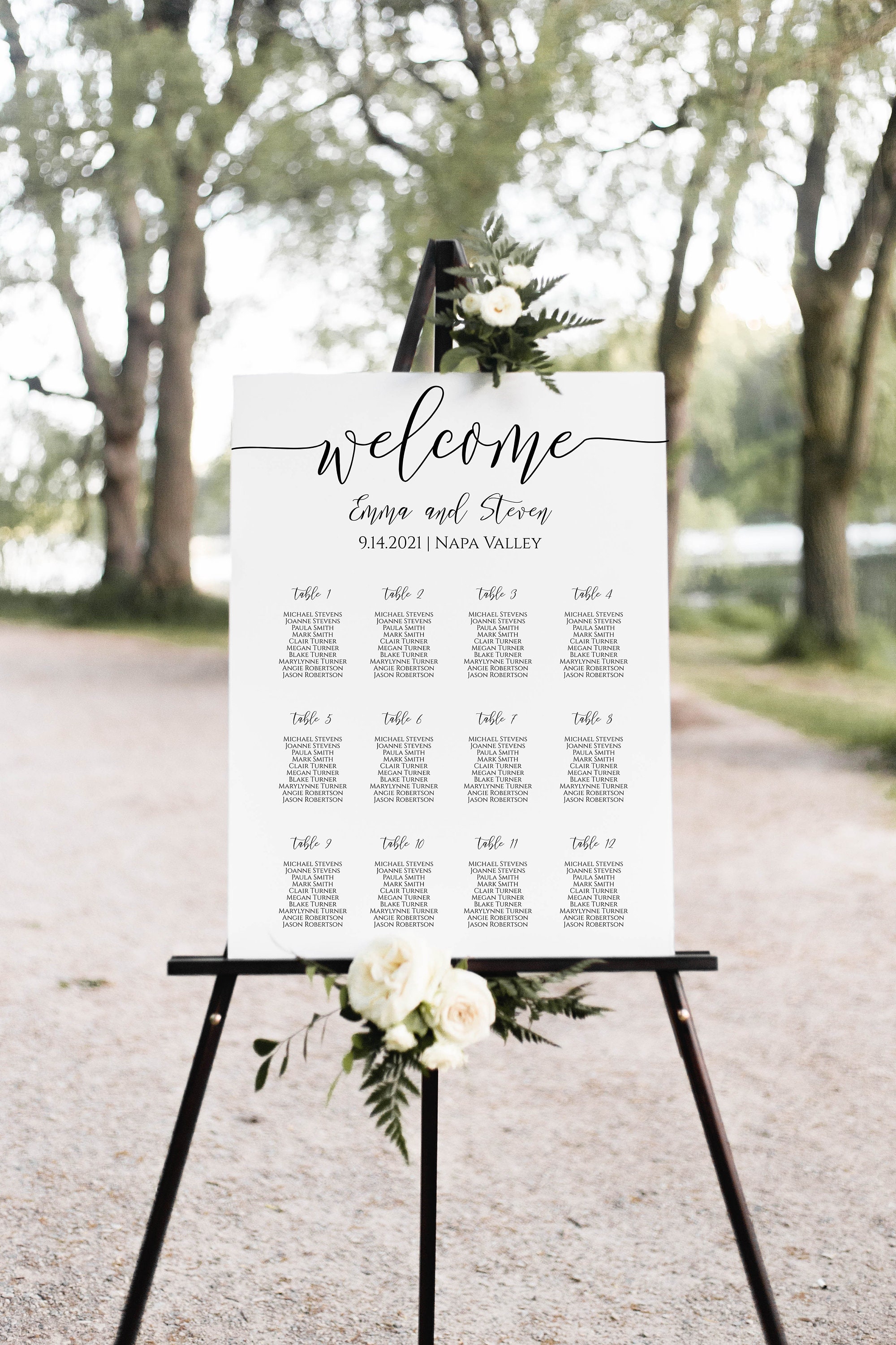 Wedding Elegant Calligraphy Seating Chart Sign Poster | Etsy