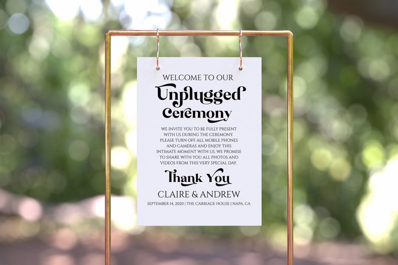 Unplugged Wedding Ceremony Sign Template, Wedding Welcome Sign, Editable Large Display Sign PPW74 image 1