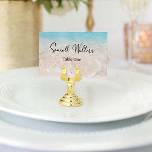 Beach Wedding Place Card Template, Tropical Wedding, Ocean Wave, Blush, Blue Printable Editable PPW20 BREE