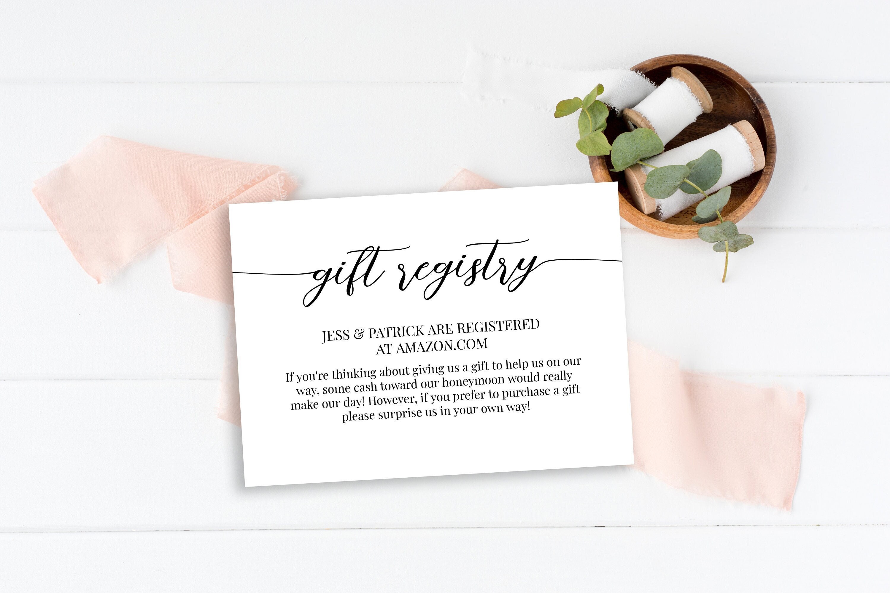 Wedding Registry Card Template, Gift Registry Card, Minimalist Wedding,  Fully Editable, INSTANT Download (Instant Download) 