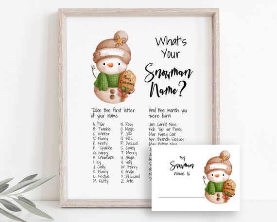What's Your Snowman Name Game Holiday Activity Template - Etsy Denmark What's Your Snowman Name Game Holiday Activity Template - Etsy Denmark