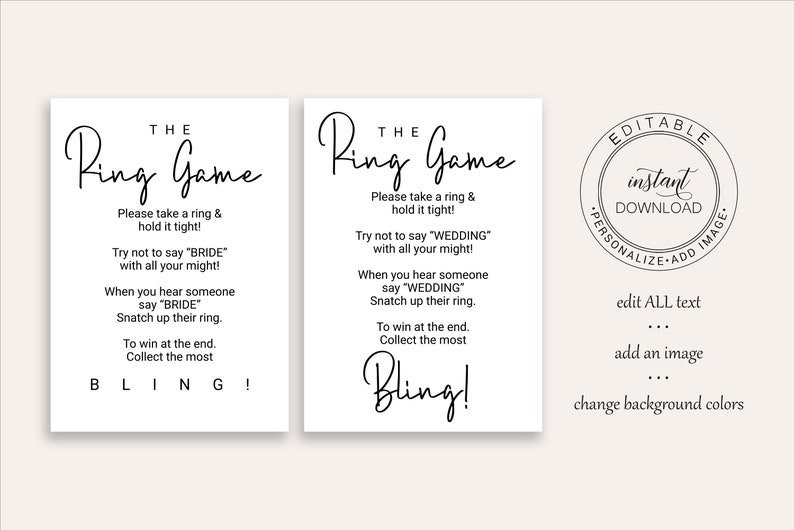 Bridal Shower Ring Game Template Editable Modern Printable - Etsy