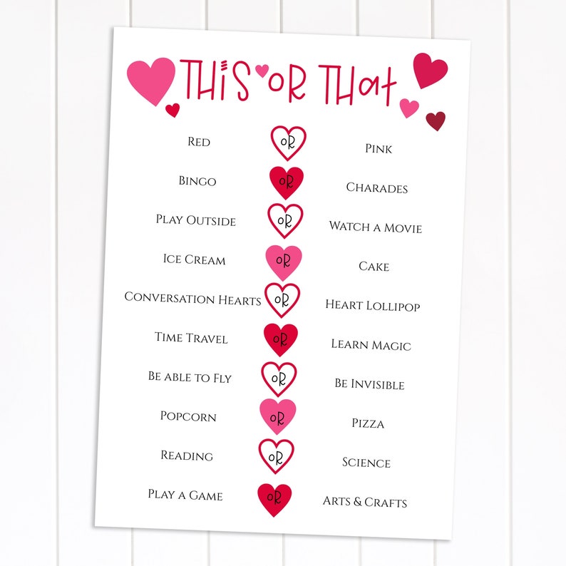 This or That Valentine's Day Party Game, Classroom School Party Game, Zoom Party Activity, Printable 100% Editable VALENTINE PPH21-1 image 7