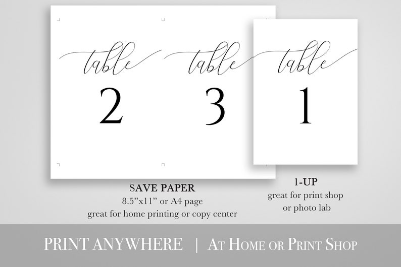 Wedding Table Number Cards, Event Seating, Elegant Calligraphy Display 100% Editable Template, PPW0560 image 3