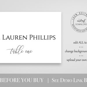 Wedding Table Place Cards, Event Seating Card, Elegant Calligraphy, Escort Card Printable Editable Template, PPW0560 image 2