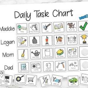 Daily Task Chart, Chore Chart, Kids Chores, Family Daily Routine, Child&#39;s Job List, Printable Chore Chart, Visual Task List for Kids