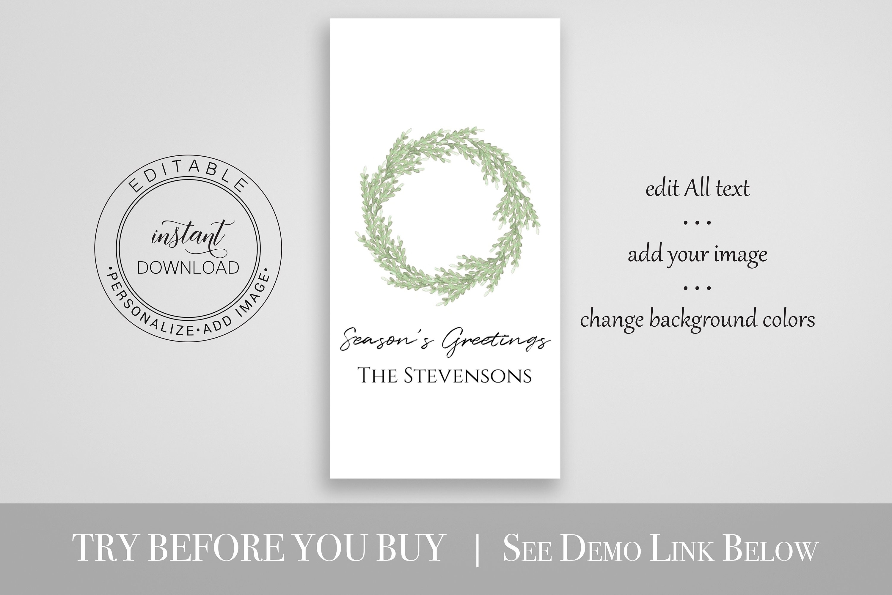 Personalized Christmas Wreath Gift Tag Printable Holiday - Etsy