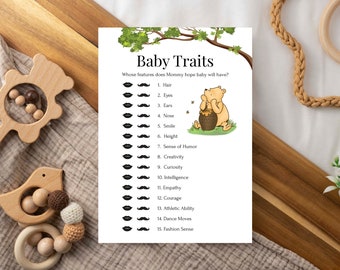 Winnie the Pooh Baby Shower Game: Baby Traits, Printable (Instant Download) PPB320