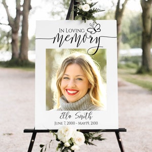 Butterfly Memorial Sign, Celebration of Life Welcome Picture, Funeral Collage of Pictures, Easel Display Sign, Editable Template PPF550