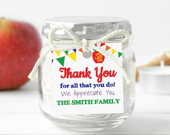 Teacher Appreciation Week Tag, Banner Gift Tag Printable, Apple Thank You Card, Personalize, Editable TAW120