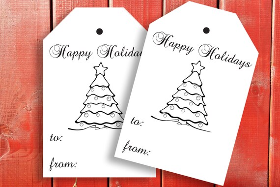 Printable Christmas Gift Tagprintable Happy Holidays | Etsy