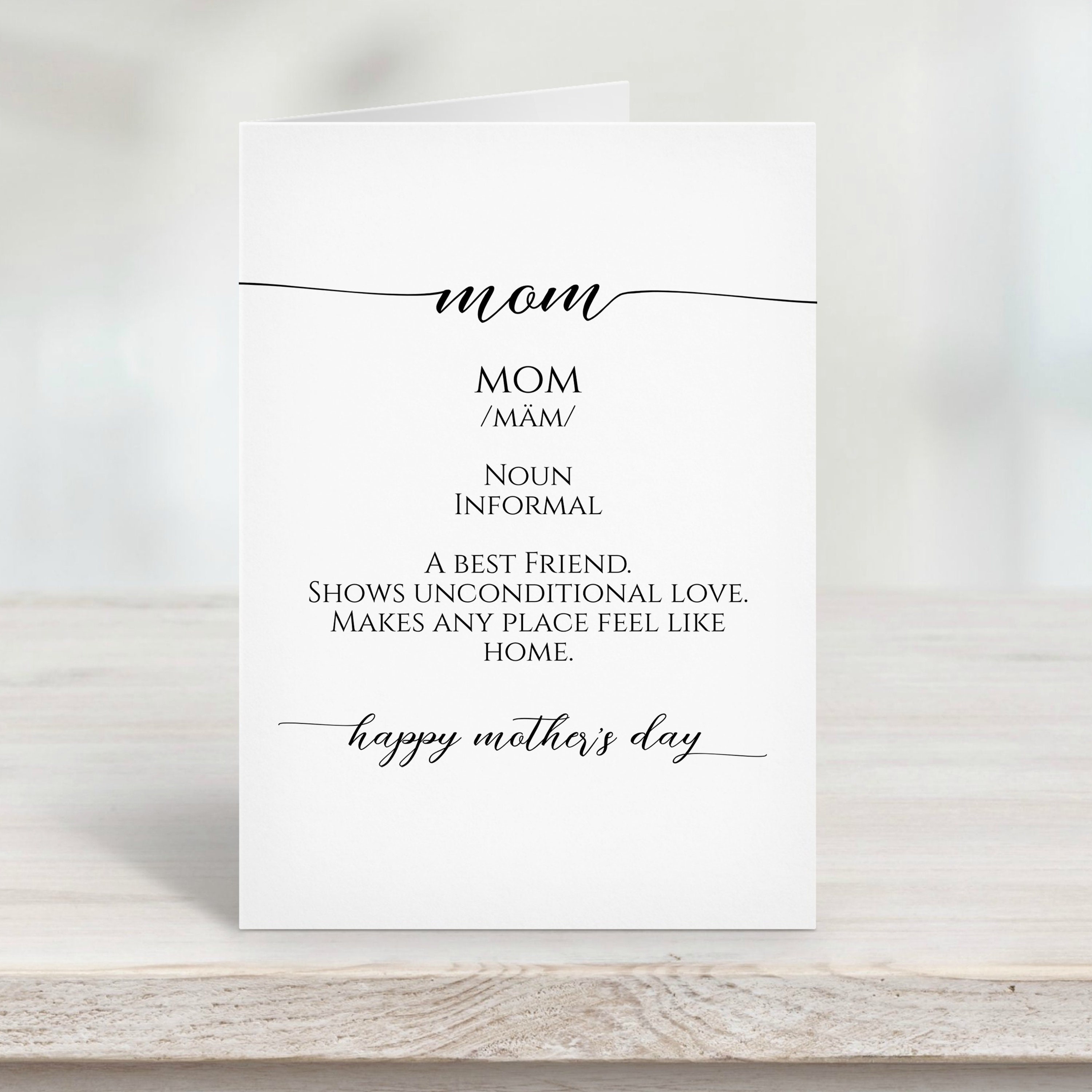 Mother's Day Card Mom Definition Card Printable Template | Etsy