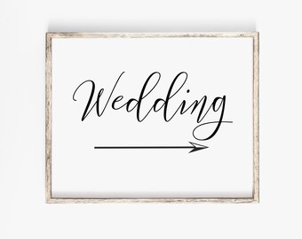 Wedding Directional Sign, Wedding Arrow Sign, Editable Wedding Printable, Instant Download PPW0550 Grace