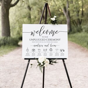 Unplugged Ceremony and Timeline Sign, Printable Timeline, Wedding Day Schedule, No Phones or Cameras 100% Editable PPW0550 Grace image 5