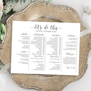 Wedding Party Timeline, Printable Wedding Day Schedule, Groomsmen Itinerary, Bridesmaid Agenda 100% Editable, Landscape Format PPW0550 Grace image 3