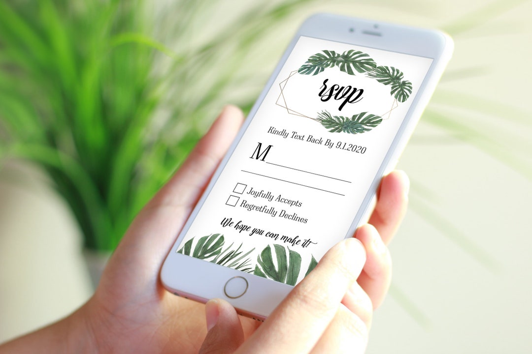 Electronic Wedding RSVP, Evite, Digital, Reply Card, Text Message