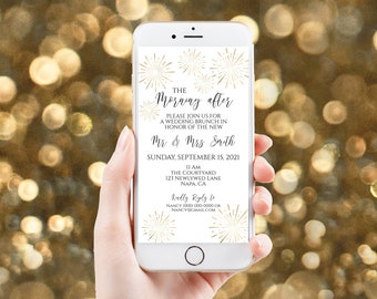 Electronic Wedding Brunch Invitation, The Morning After Mobile Phone Invite, Evite, Text message, Email, Editable Text,  Corjl PPW-NY21