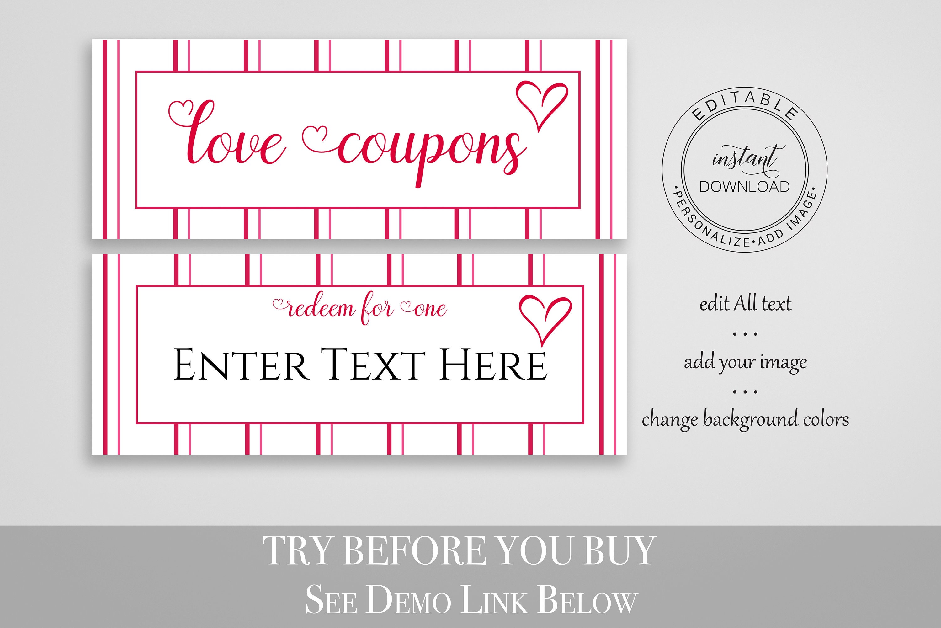 Love Coupon IOU Voucher Book Coupon Gift Valentine's - Etsy
