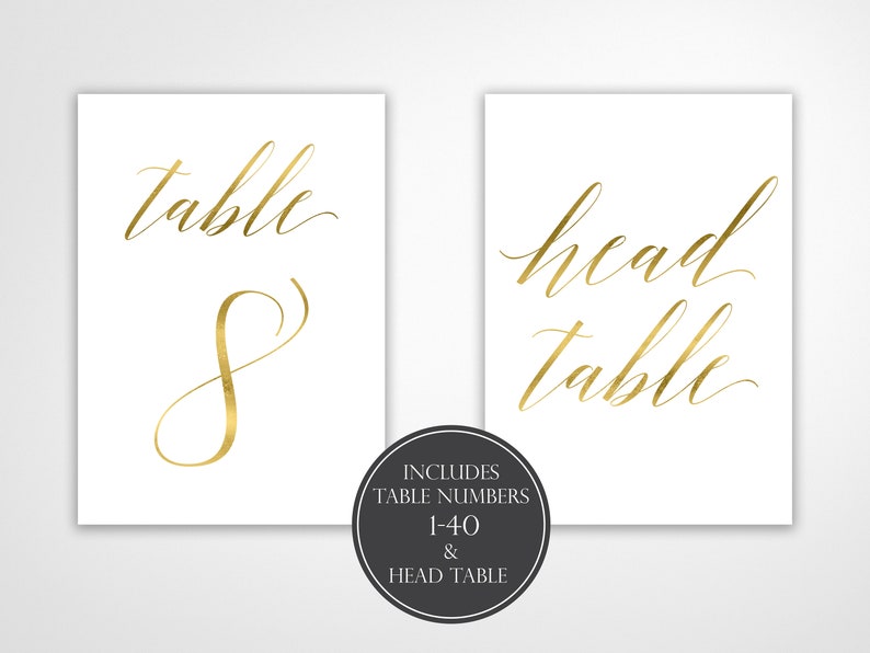 Gold Table Numbers Wedding Table Numbers Printable Classic - Etsy
