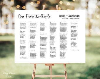 Alphabetical Seating Chart, Wedding Seating Board Template, Minimalist Wedding Sign, Our Favorite People, Instant Download PPW557 BRIELLE