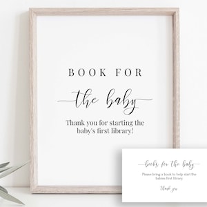 Livres pour bébé, signe de douche de bébé et modèle de carte, première bibliothèque de bébé, minimaliste moderne, modifiable imprimable PPB551 ELLE