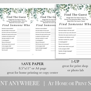 Greenery Find the Guest Game Template, Baby Shower Printable Editable PPB0440 image 5