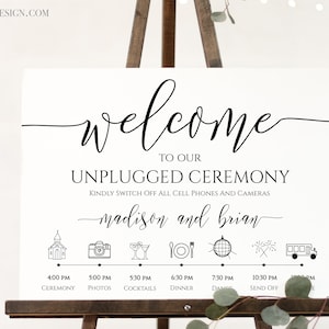 Unplugged Ceremony and Timeline Sign, Printable Timeline, Wedding Day Schedule, No Phones or Cameras 100% Editable PPW0550 Grace image 6