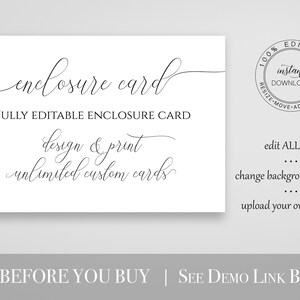 Custom Enclosure Card, Wedding, Bridal or Baby Shower Invitation Details, Simplistic Elegant Font Template Editable PPW0560 image 4