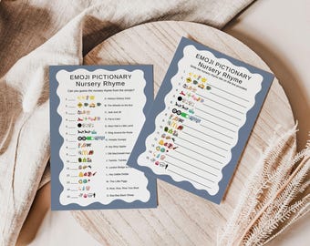 Blue Baby Shower Nursery Rhyme Emoji Pictionary Game (Digital Download) 25109
