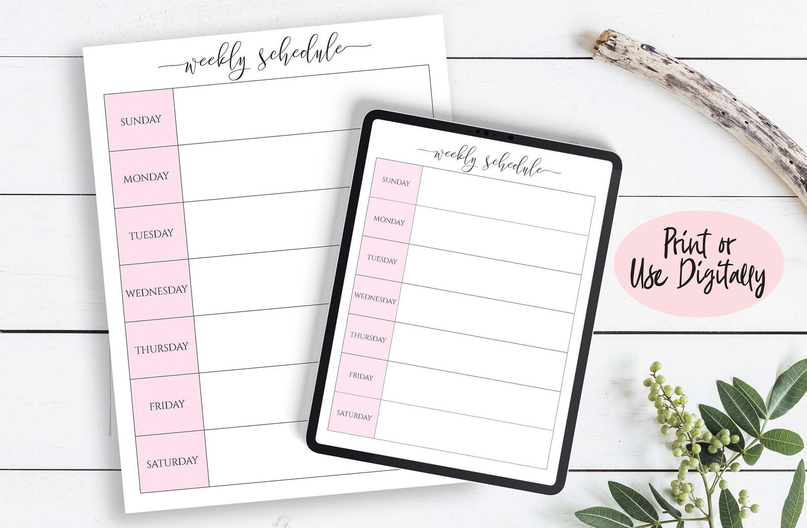 Weekly Schedule Template Daily Log Week Plan Printable PDF - Etsy