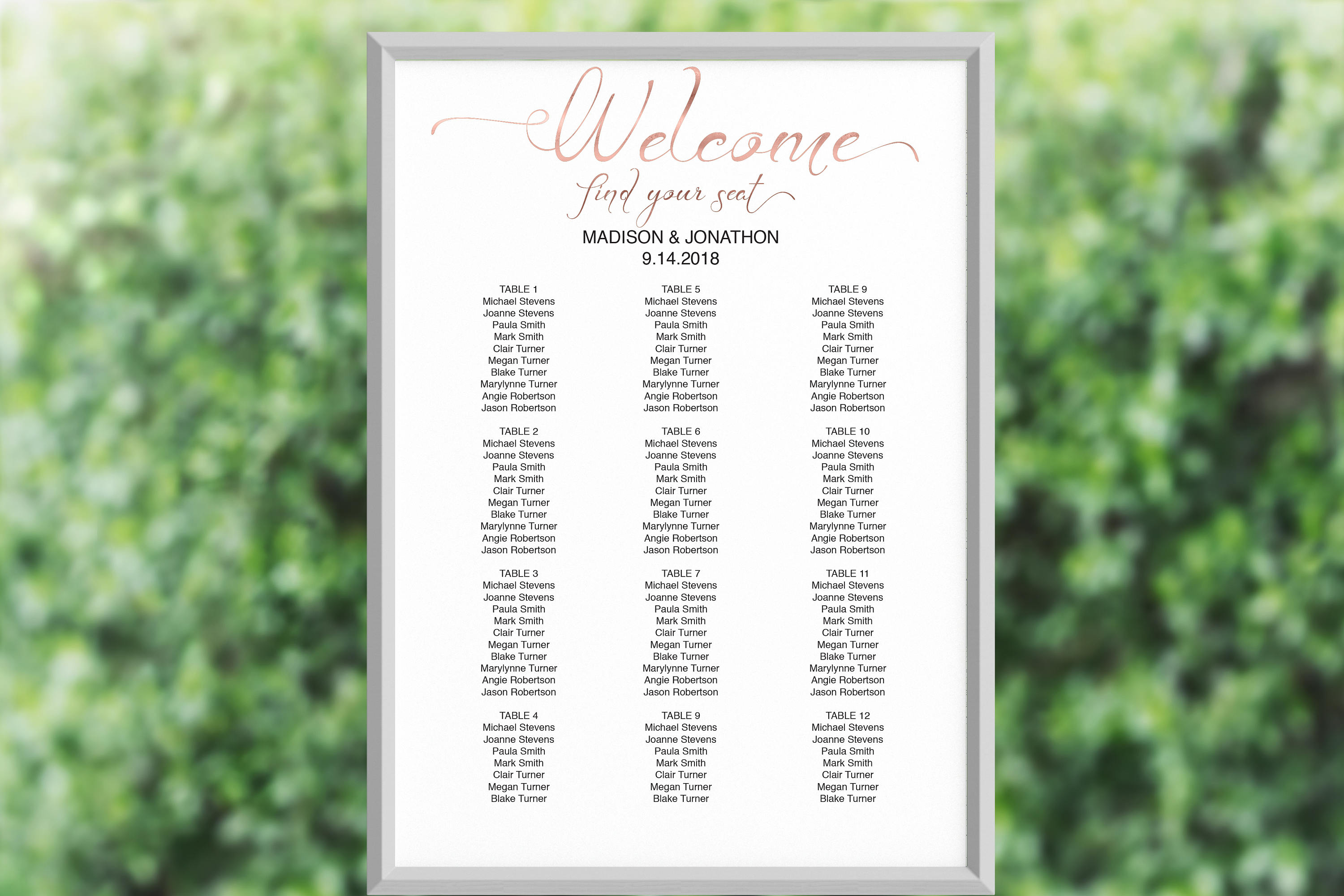 Kinkos Wedding Seating Chart