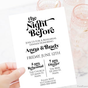 Retro Rehearsal Dinner Invitation Template, Wedding Invite, The Night Before Editable Printable Invitation PPW74 image 7