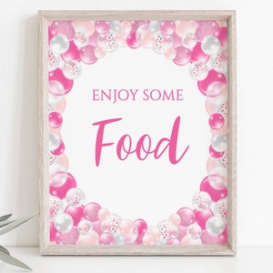 Food Sign Template Pink Balloon Birthday Party Sign Food - Etsy
