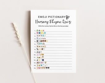 Emoji Pictionary Nursery Rhyme Quiz: Minimalist Baby Shower Game (Printable PDF) PPB557 BRIELLE