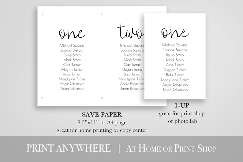 Wedding Seating Table Cards Poster Elegant Calligraphy Etsy