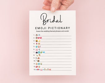 Bridal Emoji Pictionary Game Template, Bridal Shower Game, Editable Modern Printable, Bachelorette Party, Minimalist Wedding PPW554 EZRA